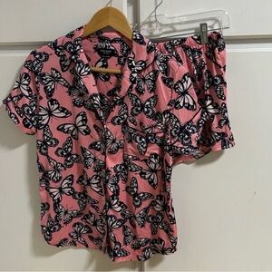 Kate Spade Pink Butterfly Print Short Pajama Set